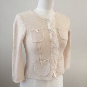 Rebecca Taylor Wool Blend Ruffle Cardigan, Sz S